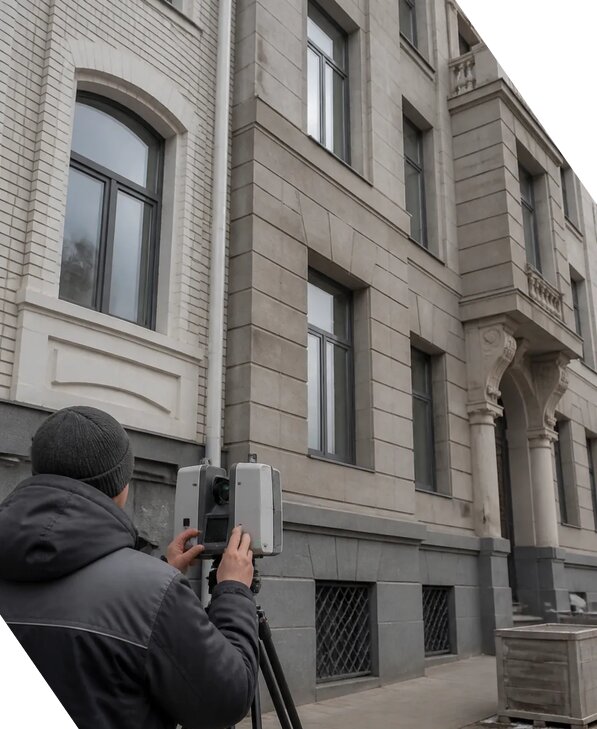 Лазерное сканирование фасадов зданий для обследования в Ревде